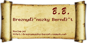 Breznyánszky Bernát névjegykártya
